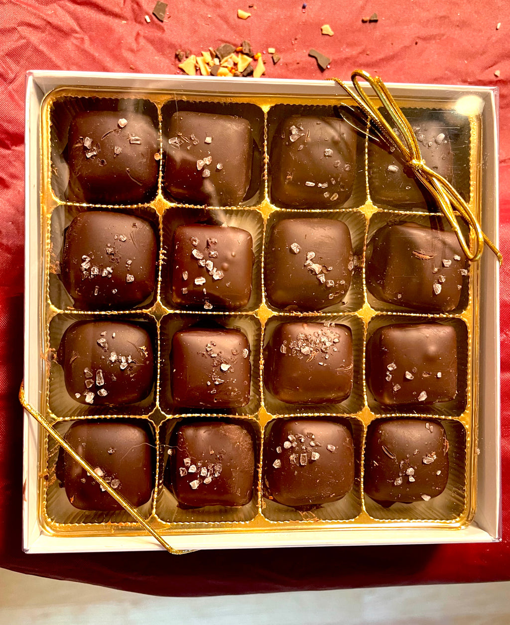 16-Pack Sea Salt Caramels — Dark or Milk Chocolate