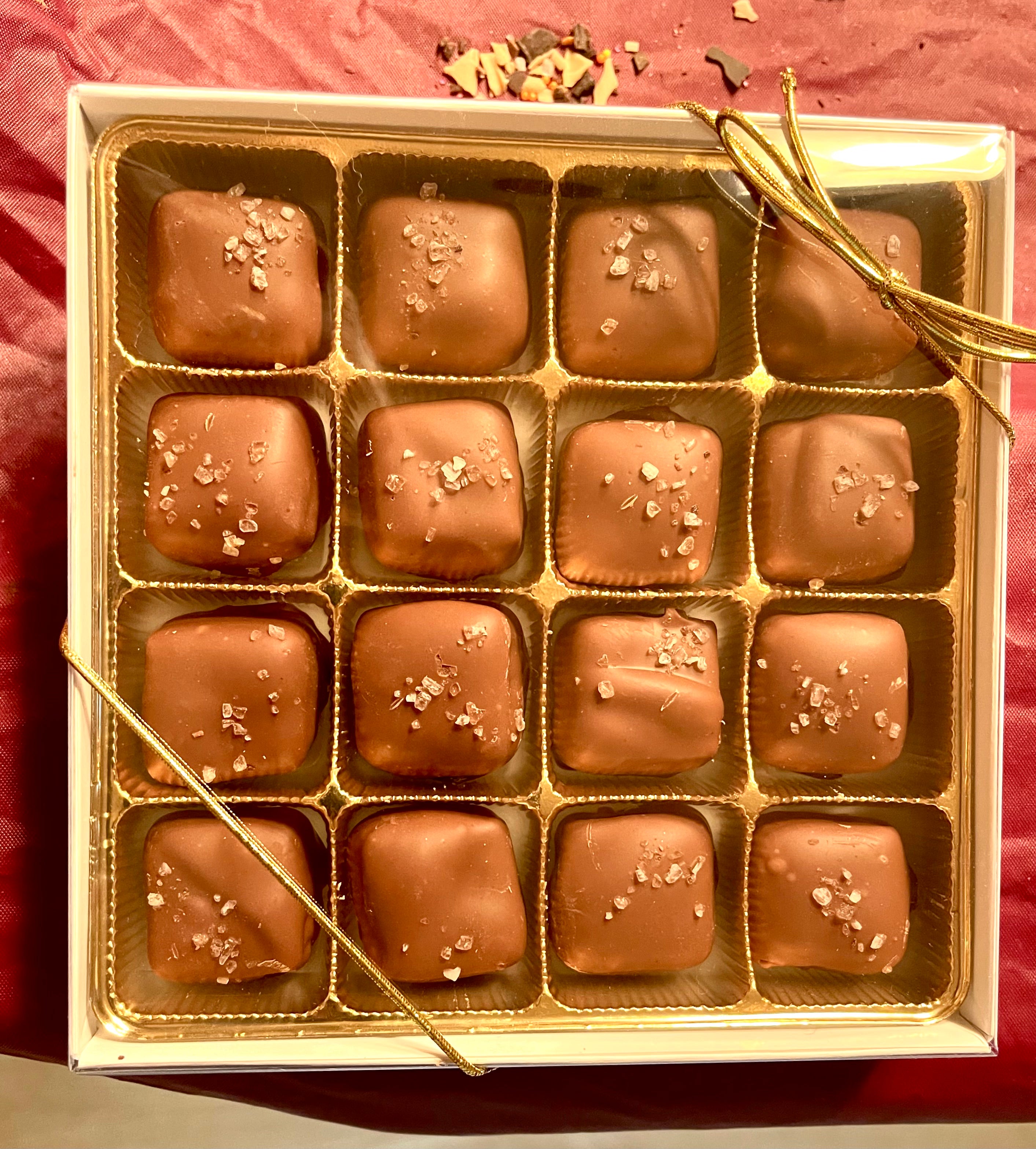 16-Pack Sea Salt Caramels — Dark or Milk Chocolate