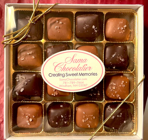 16-Pack Sea Salt Caramels — Dark or Milk Chocolate