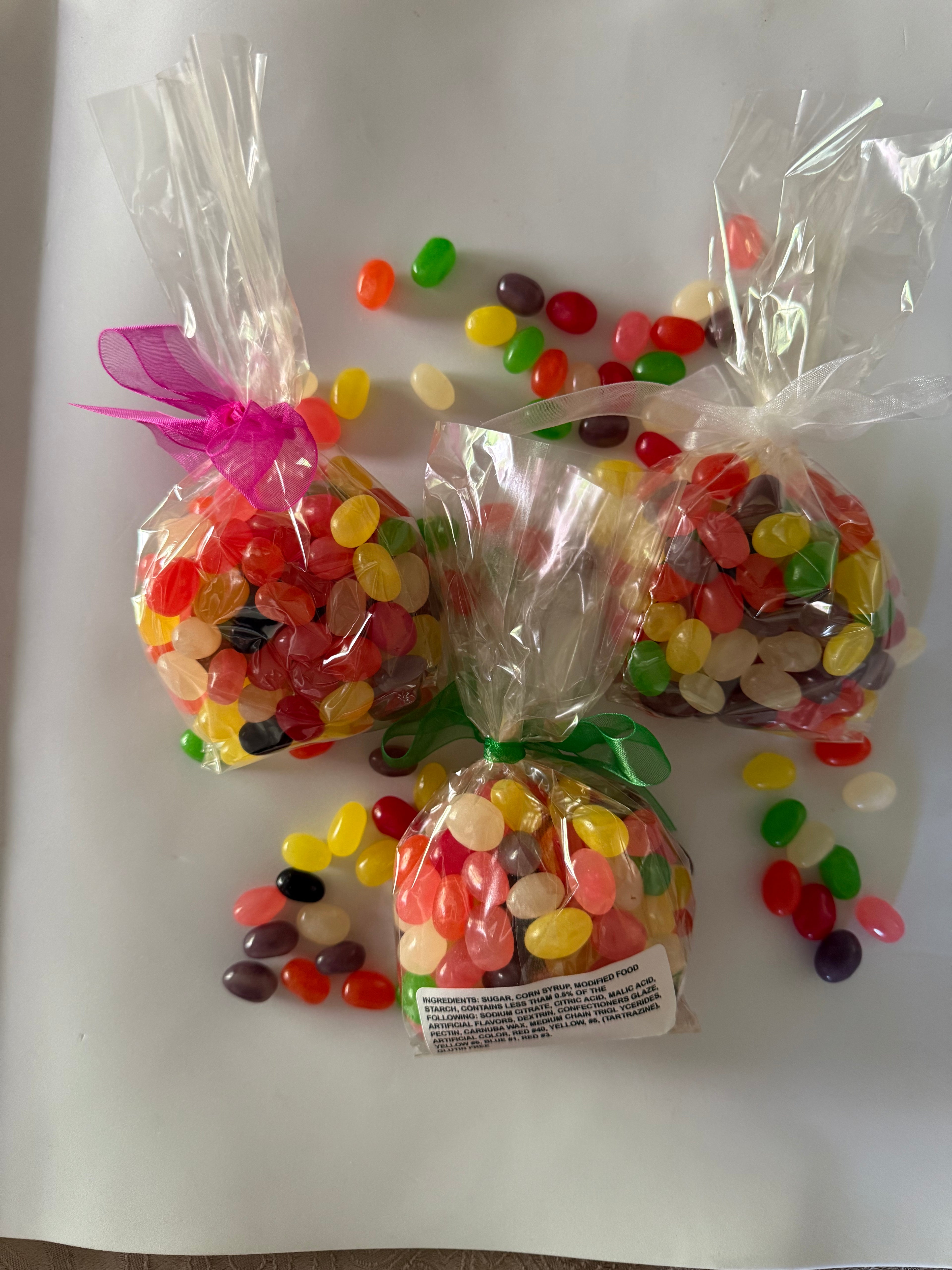 8oz Colorful Jellybeans in Cello Bag with Bow