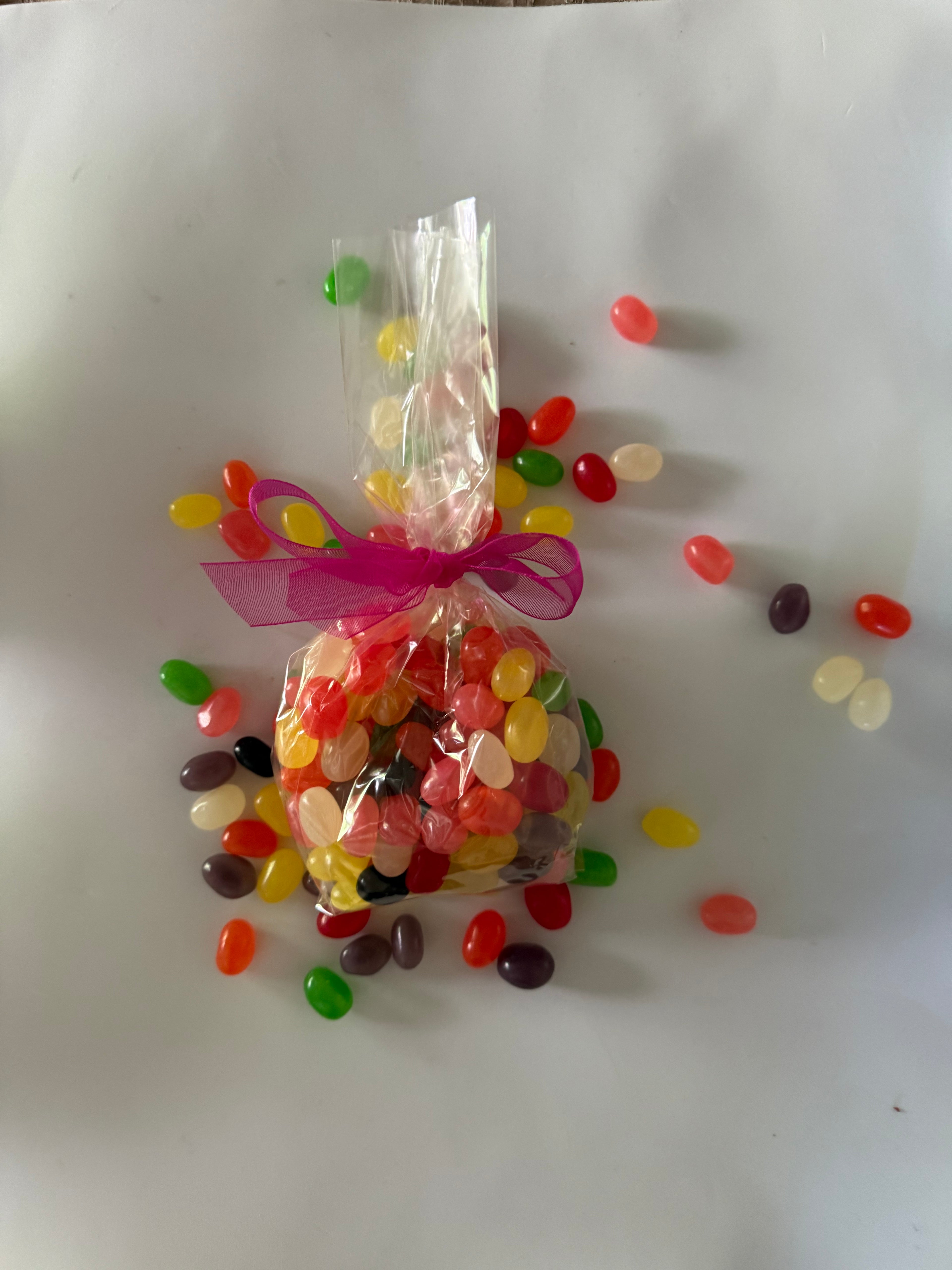 8oz Colorful Jellybeans in Cello Bag with Bow