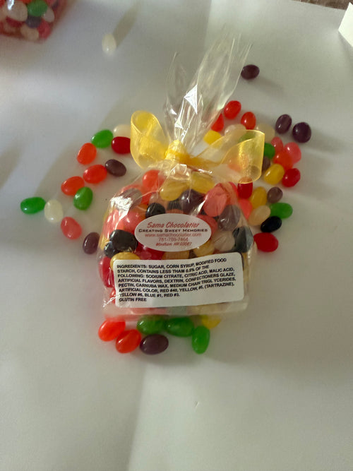 8oz Colorful Jellybeans in Cello Bag with Bow