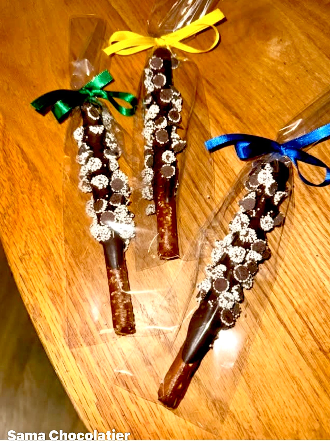 Decorated Pretzel Rod in Cello Bag with Bow