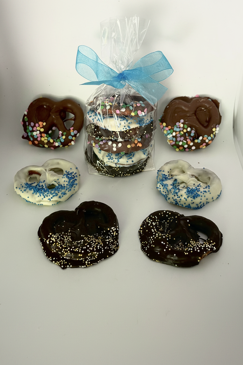 Assorted Six Pack Chocolate Covered Pretzels w/ Sprinkles